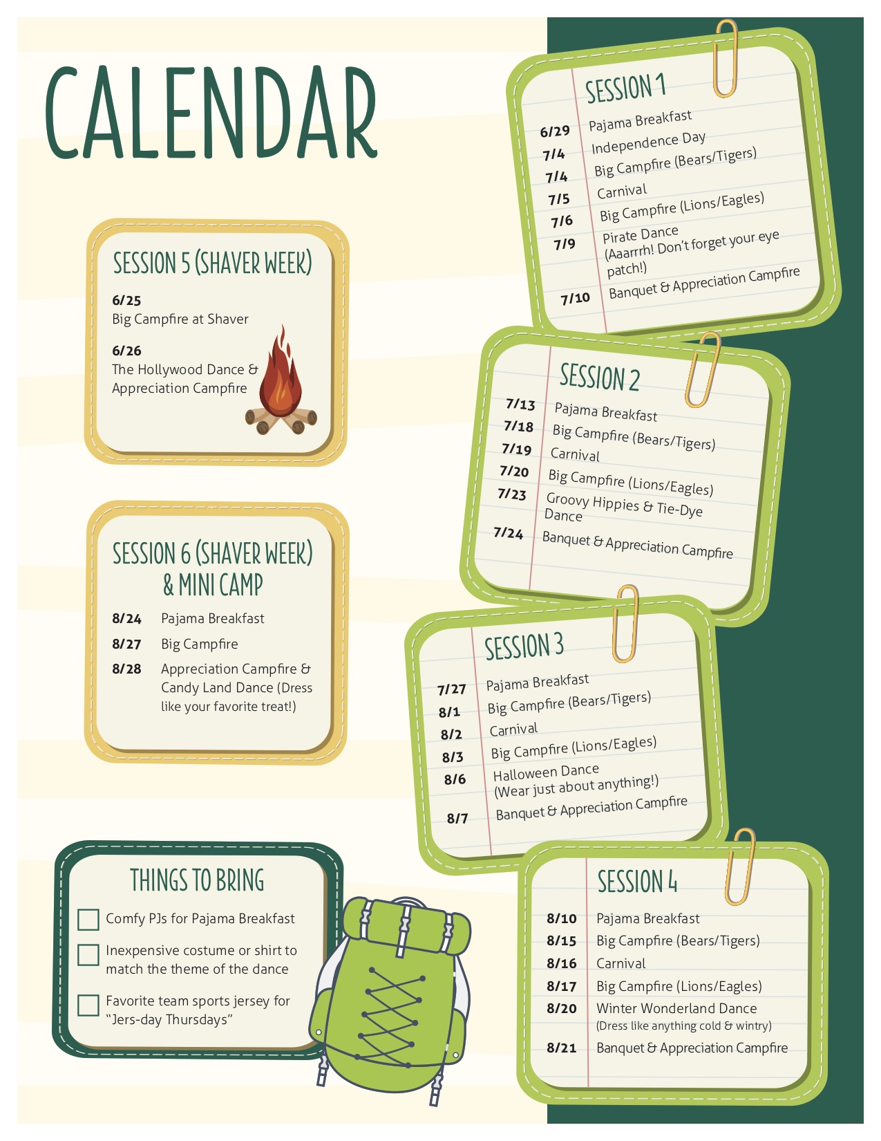 Summer Events Calendar Gold Arrow Camp California Summer Camp and